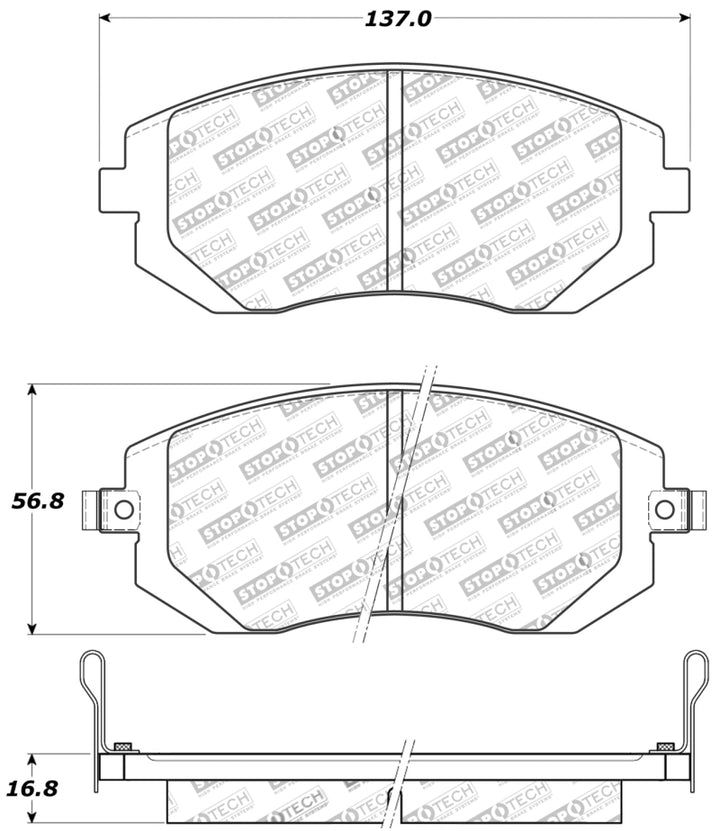 Stoptech 03-10 Subaru Forester/Impreza / 02-12 Subaru Legacy/Outback Sport Brake Pads - Front - Bull Strap