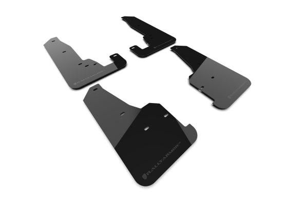 Rally Armor 18-22 Jeep Grand Cherokee SRT Trackhawk Black UR Mud Flap - Metallic Black Logo - Bull Strap