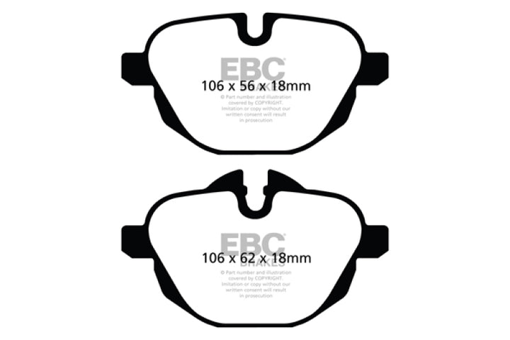 EBC 11+ BMW X3 2.0 Turbo (F25) Ultimax2 Rear Brake Pads - Bull Strap