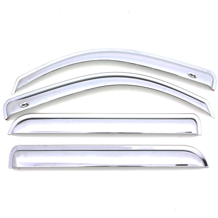 AVS 2019 RAM 1500 Crew Cab Ventvisor Outside Mount Front & Rear Window Deflectors 4pc - Chrome - Bull Strap