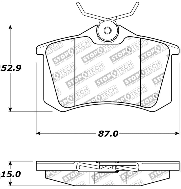 StopTech 02-08 Audi A4 Quattro / 2/99-02 Audi S4 / 93-10 VW Golf GL/GLS Performance Rear Brake Pads - Bull Strap