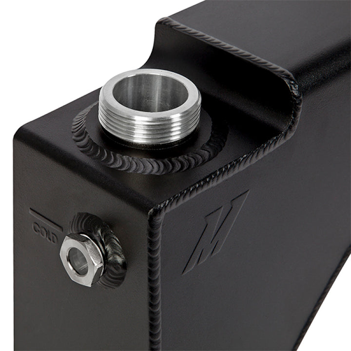 Mishimoto 99-03 Ford 7.3L Powerstroke Aluminum Degas Tank - Micro-Wrinkle Black - Bull Strap
