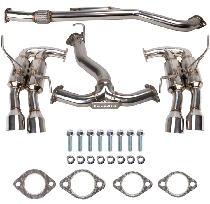 Invidia 2022+ Subaru WRX Gemini Single Layer Quad Stainless Steel Tip Cat-Back Exhaust - Bull Strap