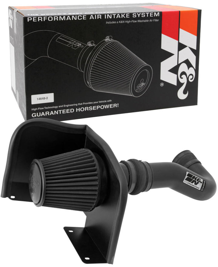 K&N 07-08 Chevy Silverado 1500 4.8L/5.3L V8 / 07-08 GMC Yukon 4.8L/5.3L V8 Black Perf Intake Kit - Bull Strap