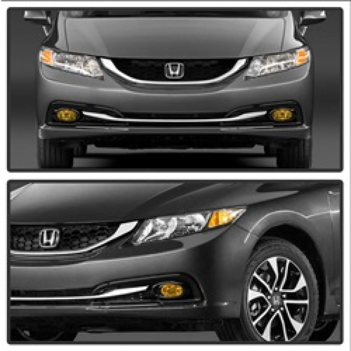 Spyder Honda Civic 2013-2014 4dr OEM Fog Light W/Switch Yellow FL-HC2013-4D-Y - Bull Strap