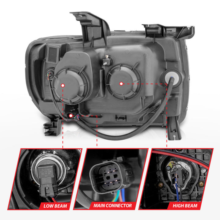 ANZO 2015+ GMC Canyon Projector Headlights w/ Plank Style Design Black w/ Amber - Bull Strap