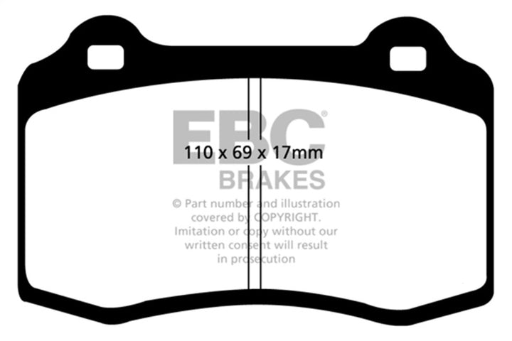 EBC 92-00 Dodge Viper 8.0 Yellowstuff Front Brake Pads - Bull Strap