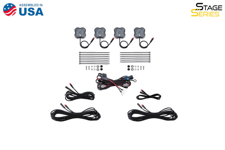 Diode Dynamics RGBW Rock Light Installer Kit w/Controller (4-pack) - Bull Strap