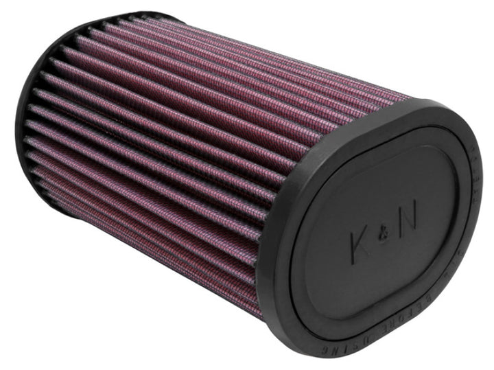 K&N Filter Universal Rubber Oval Straight 4.5in OL x 3.75in OW x 7in Height 20 Degree Angle - Bull Strap