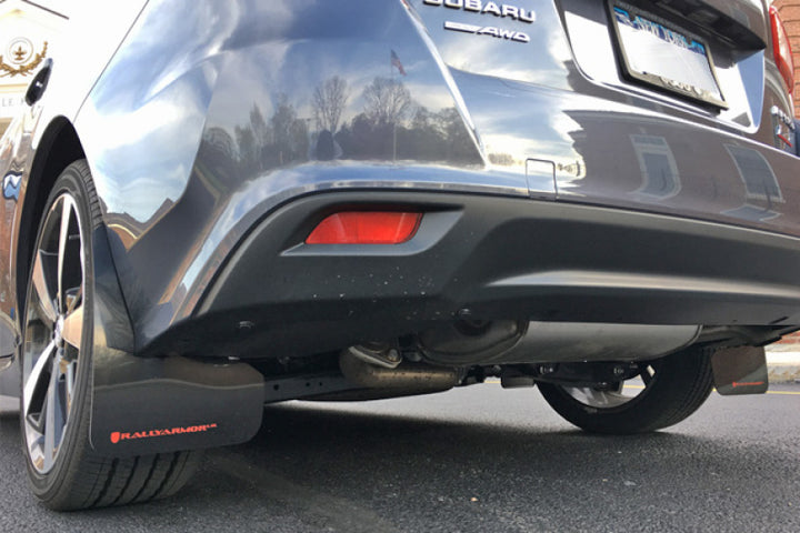 Rally Armor 17-23 Subaru Impreza 4D/5D Black UR Mud Flap w/Red Logo - Bull Strap