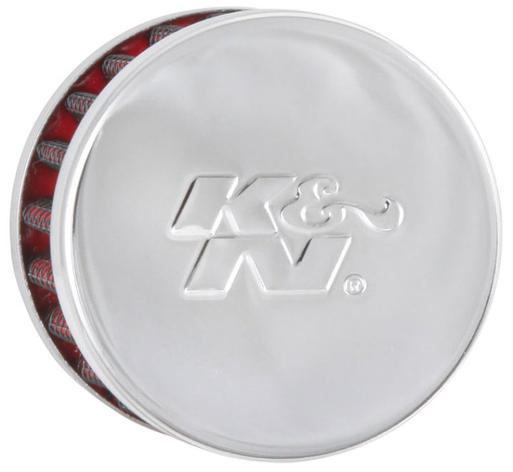 K&N Steel Base Chrome Top Crankcase Vent Filter 1/2in. Vent / 2in. OD / 1-1/2in. Height - Bull Strap