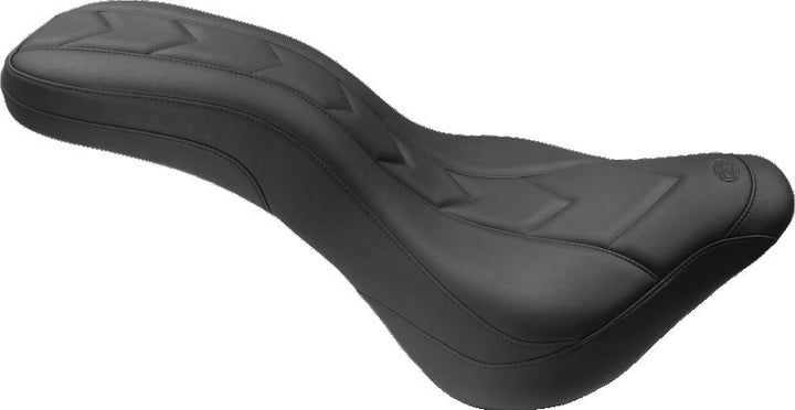 Mustang 11-19 Kawasaki Vulcan 1700, Vaquero Std Touring 1PC Seat w/Driver Backrest - Black - Bull Strap
