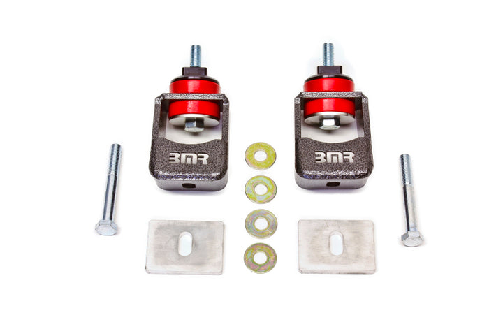 BMR 10-15 5th Gen Camaro Motor Mount Kit (Polyurethane) - Black Hammertone (Spacers Not Included) - Bull Strap