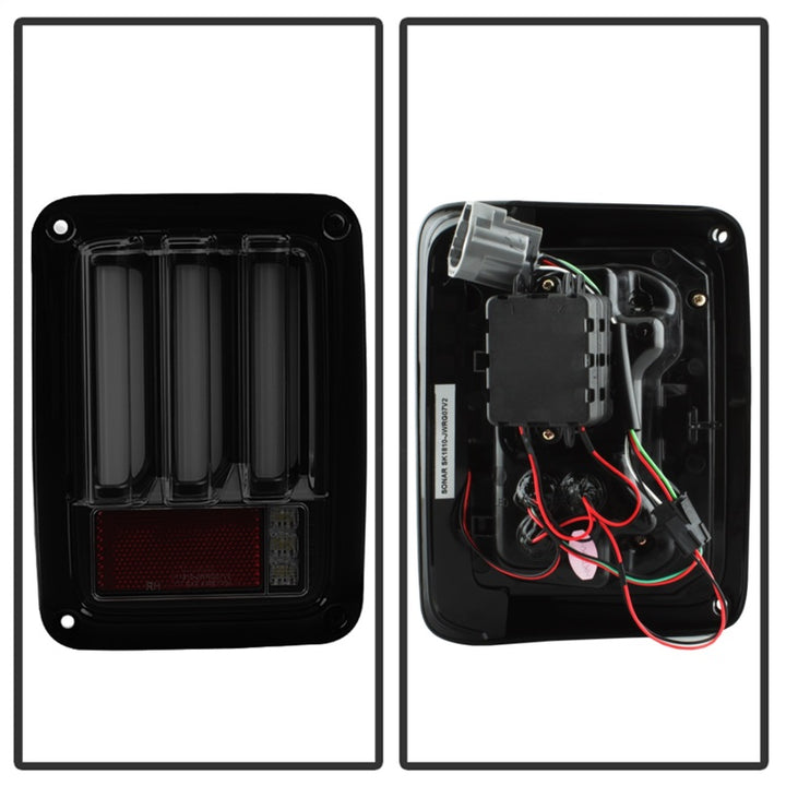 Spyder 07-16 Jeep Wrangler Version 2 Light Bar LED Tail Lights - Smoke (ALT-YD-JWA07V2-LBLED-BSM) - Bull Strap
