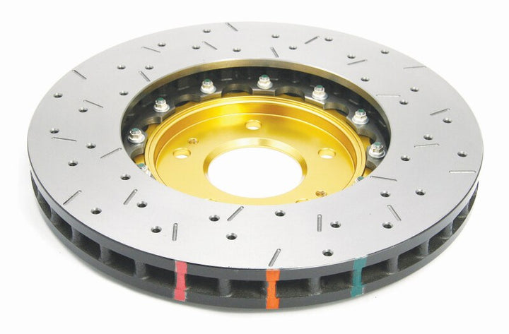 DBA 03-05 Evo 8/9 Front Drilled & Slotted 5000 Series 2 Piece Rotor Assembled w/ Gold Hat - Bull Strap
