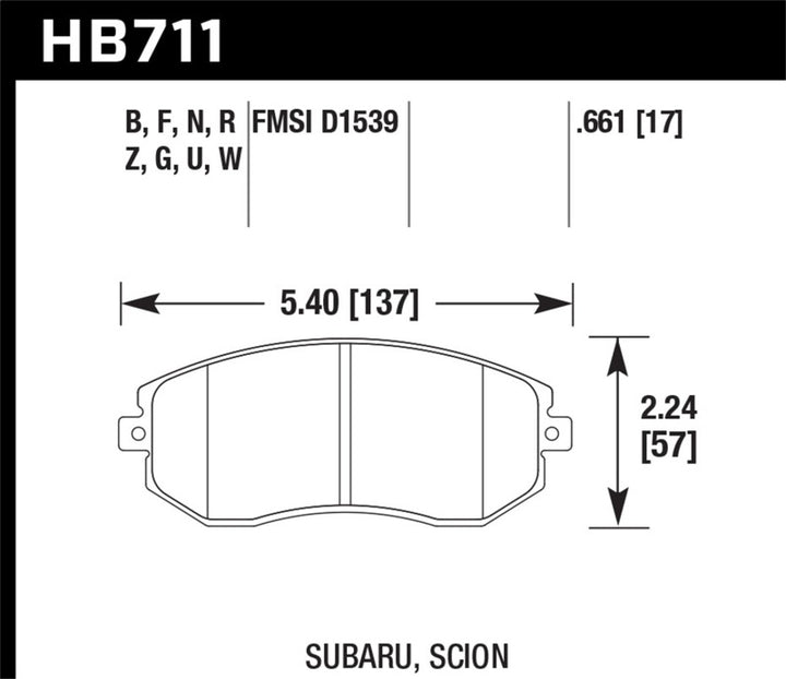 Hawk 13 Subaru BRZ / 13 Scion FR-S HPS Front Street Brake Pads - Bull Strap
