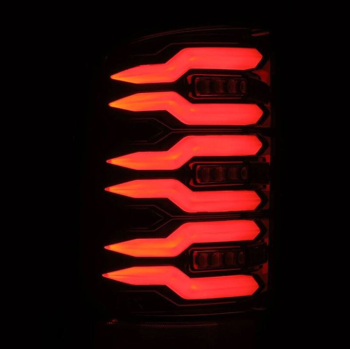 AlphaRex 07-13 GMC Sierra 1500/2500HD/3500HD Luxx Series LED Tail Lights - Alpha Black - Bull Strap