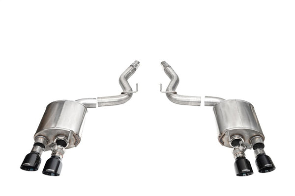 Corsa 24+ Ford Mustang Dark Horse 5.0L 3in Dual Rear Axle-Back w/Twin 4.5in Black PVD Slash Tips - Bull Strap