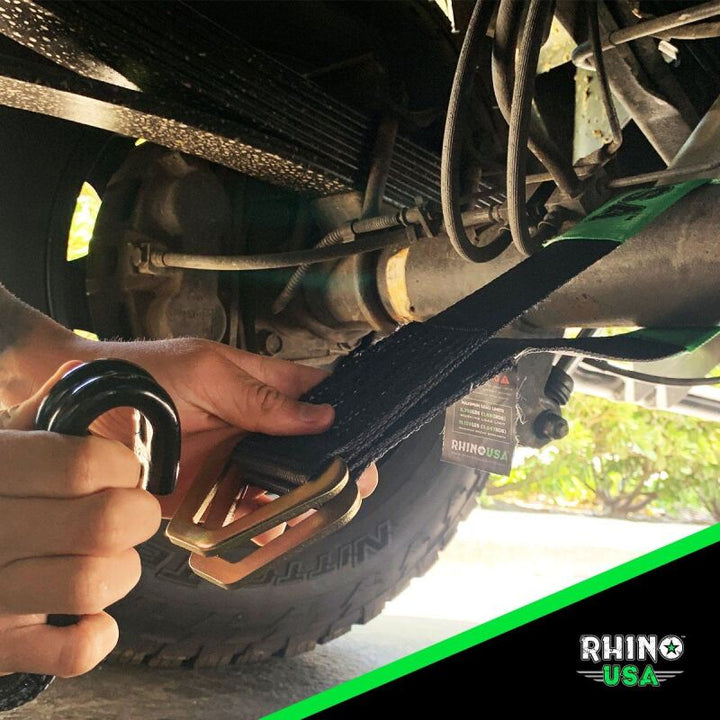 Rhino USA Axle Tie Down Straps (4-Pack) 2In X 38In - Black - Bull Strap