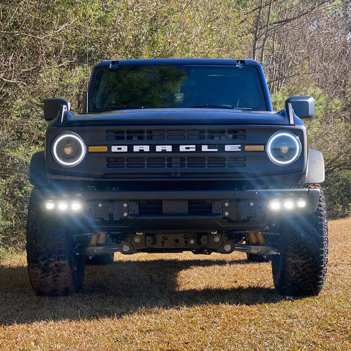 ORACLE Lighting 21-22 Ford Bronco Triple LED Fog Light Kit for Steel Bumper - White - Bull Strap