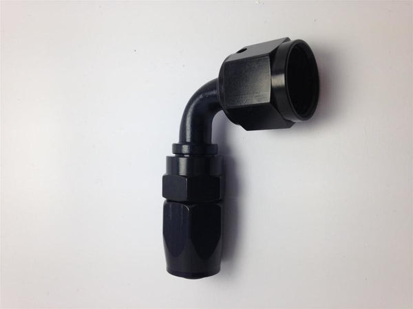Fragola -16AN x 90 Degree Pro-Flow Hose End - Black - Bull Strap