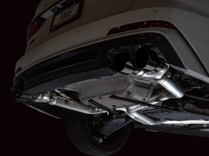 AWE Tuning 19-23 Audi C8 S6/S7 2.9T V6 AWD Track Edition Exhaust - Diamond Black Tips - Bull Strap