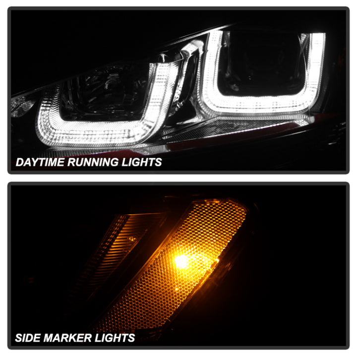 Spyder Volkswagen Golf VII 14-16 Projector Headlights DRL LED Red Stripe Blk PRO-YD-VG15-RED-DRL-BK - Bull Strap