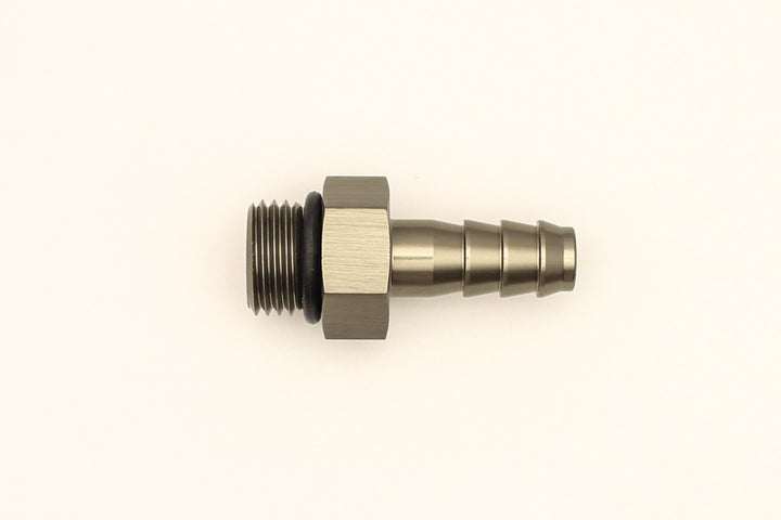 DeatschWerks 6AN ORB Male To 5/16in. Male Triple Barb Fitting (Incl. O-Ring) - Bull Strap
