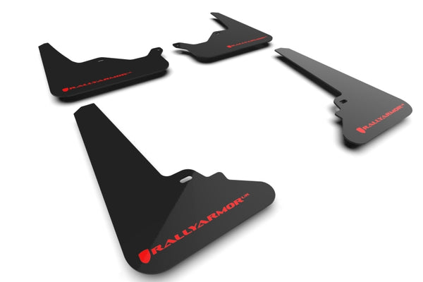 Rally Armor 21-25 Tesla Model S / S Plaid Black UR Mud Flap w/Red Logo - Bull Strap