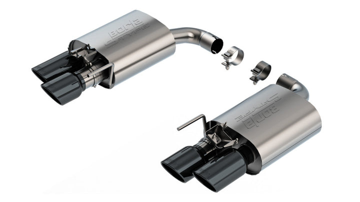 Borla 2024 Ford Mustang GT 5.0L V8 w/ Active Exhaust S-Type Axle-Back Exhaust System - Black Chrome - Bull Strap