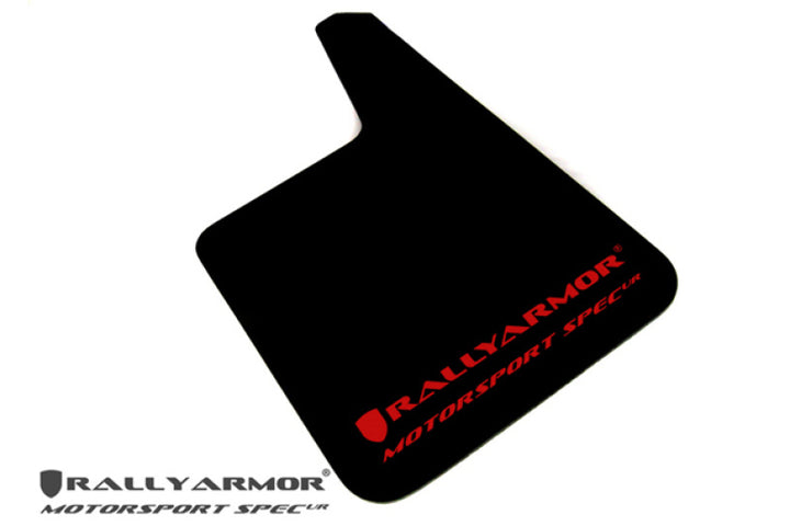 Rally Armor Universal Fit (No Hardware) Motorsport Spec Black UR Mud Flap w/ Gray Logo - Bull Strap
