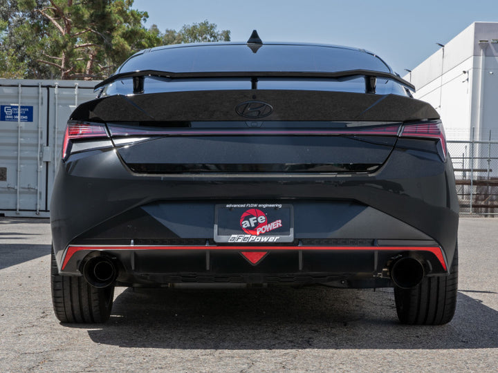 aFe Takeda Hyundai Elantra N 22-23 L4-2.0L (t) 3in 304 SS Cat-Back Exhaust w/ Black Tips - Bull Strap