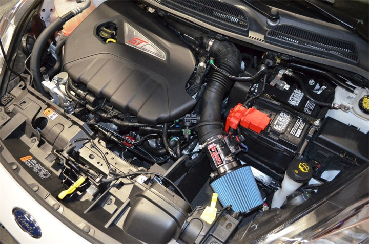 Injen 16-19 Ford Fiesta ST 1.6L Turbo 4Cyl Wrinkle Red Short Ram Intake w/MR Tech (Special order) - Bull Strap