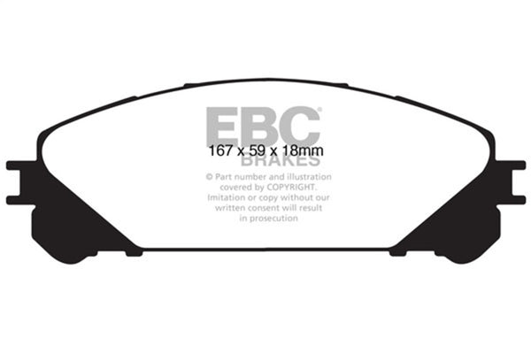 EBC 15+ Lexus NX200t 2.0 Turbo Yellowstuff Front Brake Pads - Bull Strap
