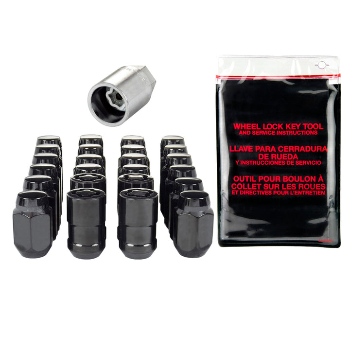 McGard 6 Lug Hex Install Kit w/Locks (Cone Seat Nut) M12X1.5 / 13/16 Hex / 1.5in. Length - Black - Bull Strap