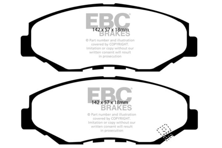 EBC 13-15 Acura ILX 1.5 Hybrid Yellowstuff Front Brake Pads - Bull Strap