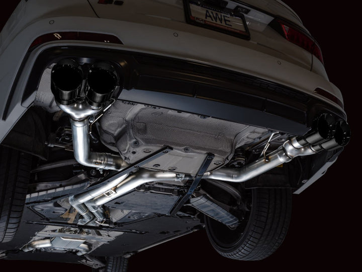 AWE Tuning 19-23 Audi C8 S6/S7 2.9T V6 AWD Track Edition Exhaust - Diamond Black Tips - Bull Strap