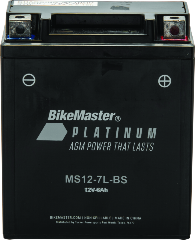 BikeMaster AGM Battery - MS12-7L-BS - Bull Strap