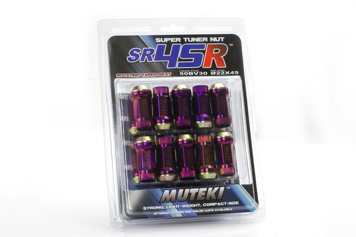 Wheel Mate Muteki HR38 Open End Lug Nuts 12x1.50 Black Chrome / Yellow Ring - Bull Strap