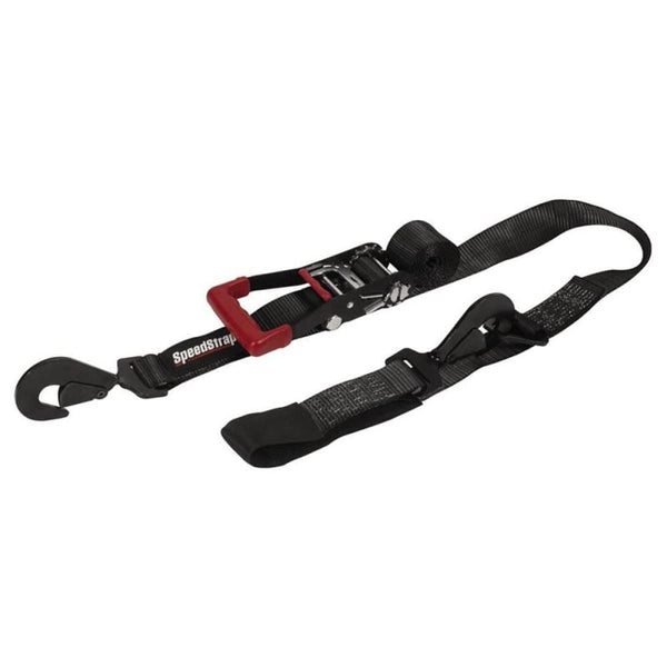 SpeedStrap 2In x 8Ft Ratchet Tie Down w/ Flat Snap Hooks & Axle Strap Combo, Made in the USA - Bull Strap