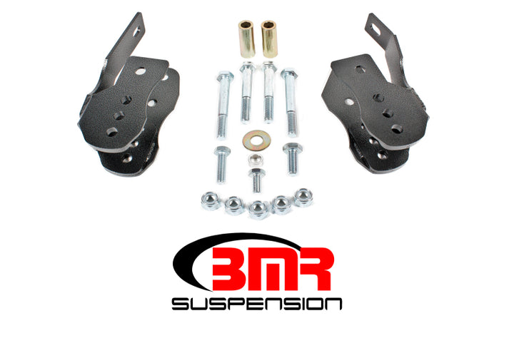 BMR 05-14 S197 Mustang Bolt-On Control Arm Relocation Brackets - Black Hammertone - Bull Strap