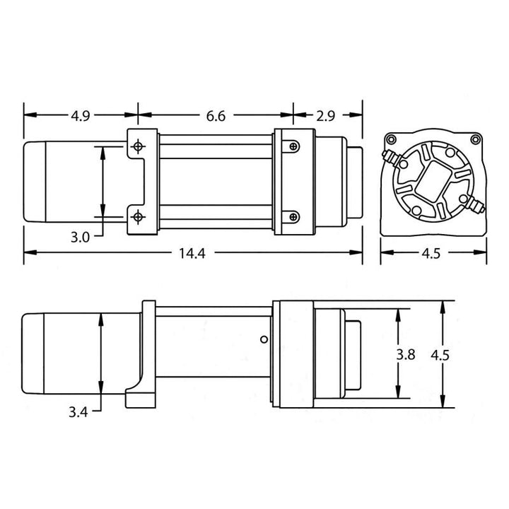 Superwinch 4500 LBS 12V DC 1/4in x 50ft Synthetic Rope Terra 4500SR Winch - Gray Wrinkle - Bull Strap