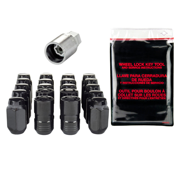 McGard 5 Lug Hex Install Kit w/Locks (Cone Seat Nut) M14X1.5 / 22mm Hex / 1.635in. Length - Black - Bull Strap