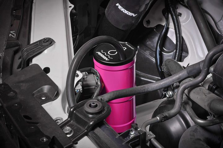 PERRIN 02-25 Subaru WRX / 04-21 STI / 13-25 BRZ/GR86/FRS/86 Coolant Overflow Tank - Hyper Pink - Bull Strap