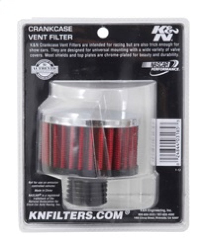 K&N .5in Flange ID x 3in OD x 3.25in H Rubber Base Crankcase Vent Filter - Bull Strap
