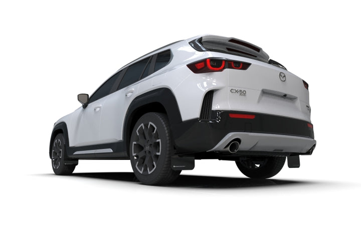 Rally Armor 23-25 Mazda CX-50 (Will Not Fit CX-5) Black UR Mud Flap W/White Logo - Bull Strap