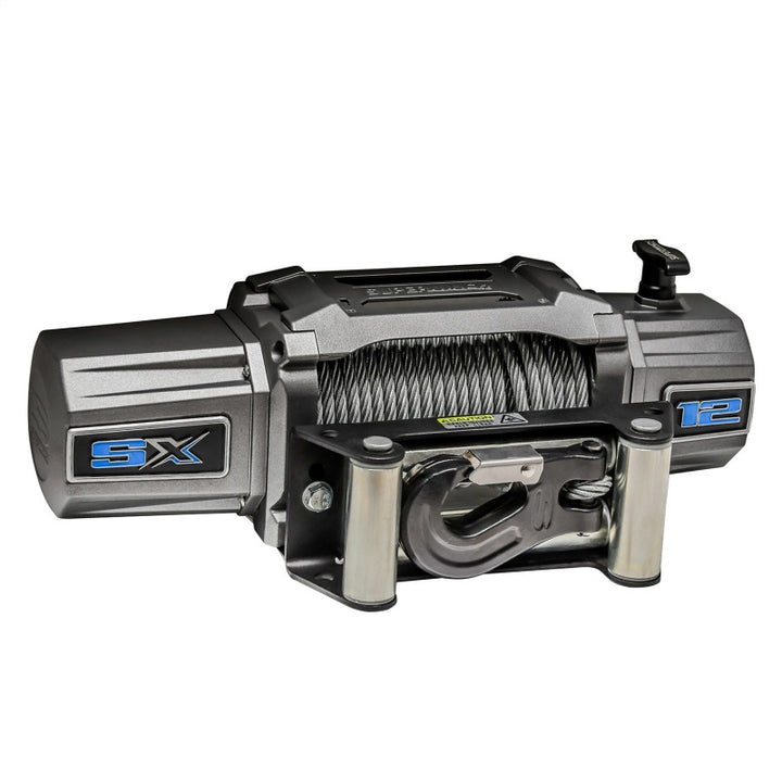 Superwinch 12000 LBS 12V DC 3/8in x 85ft Wire Rope SX 12000 Winch - Graphite - Bull Strap