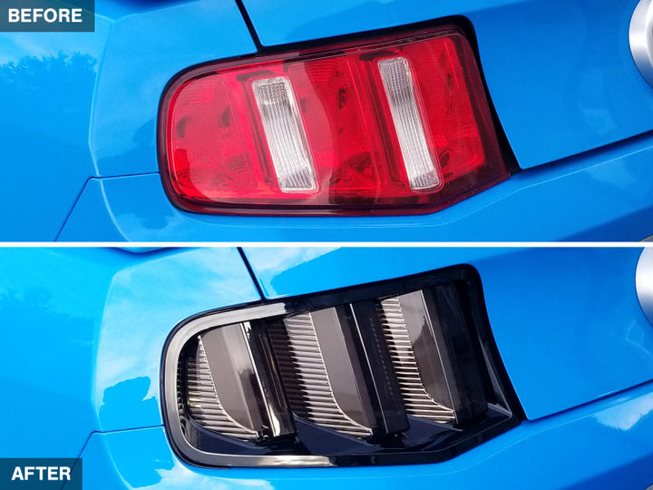 Raxiom 10-12 Ford Mustang Vector V2 LED Tail Lights - Gloss Black Housing (Clear Lens) - Bull Strap