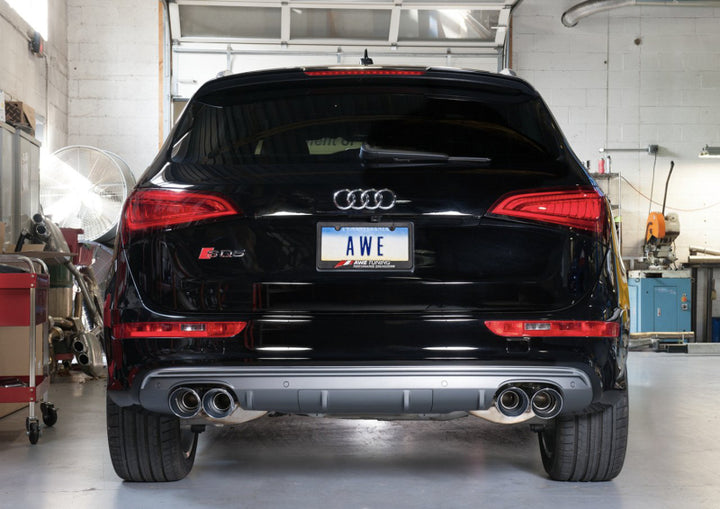 AWE Tuning Audi 8R SQ5 Touring Edition Exhaust - Quad Outlet Chrome Silver Tips - Bull Strap