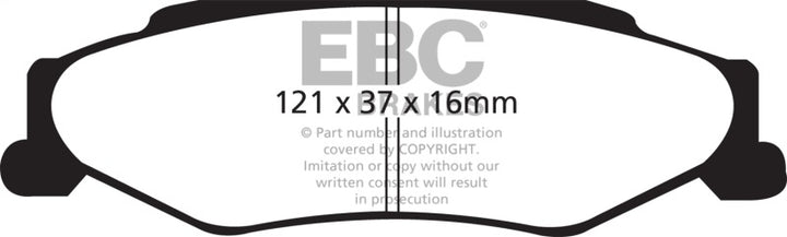 EBC 03-04 Cadillac XLR 4.6 Yellowstuff Rear Brake Pads - Bull Strap
